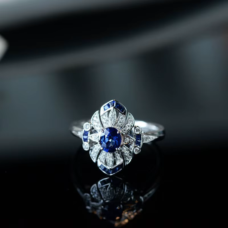 Bagues de luxe en saphir bleu clair pour femmes, bague en pierres précieuses à la mode et classique,