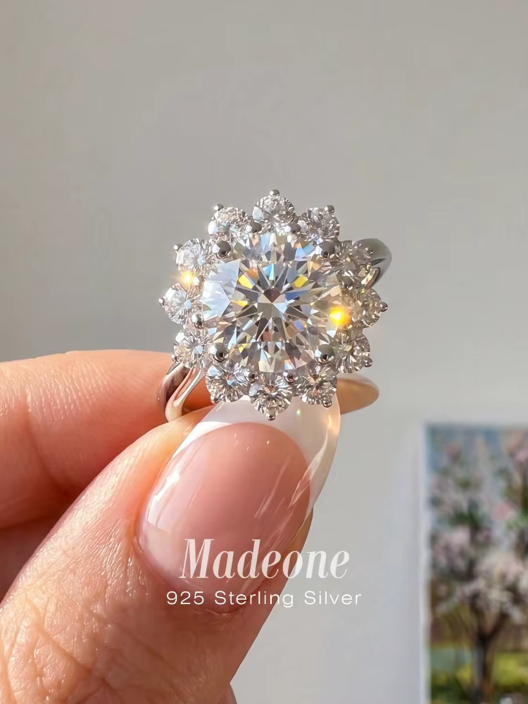 Bague en argent sterling 925, élégante et unique, avec fleur en zircon, pour femme, fiançailles, mar