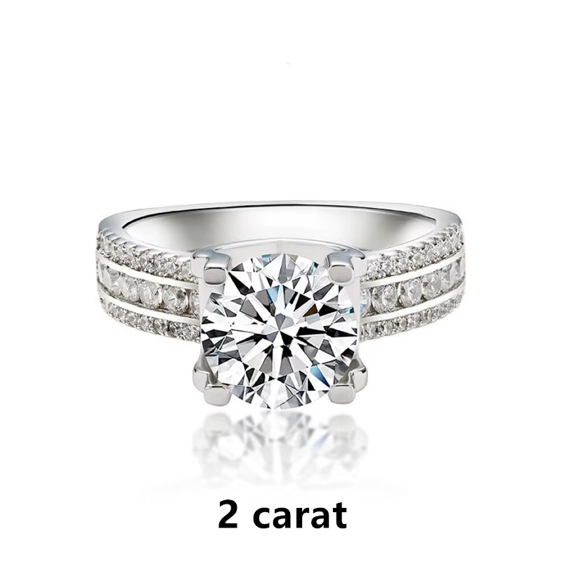 Bague Moissanite 5 carats plaquée or blanc 18 carats pour femme, argent regardé 925, tous les diaman