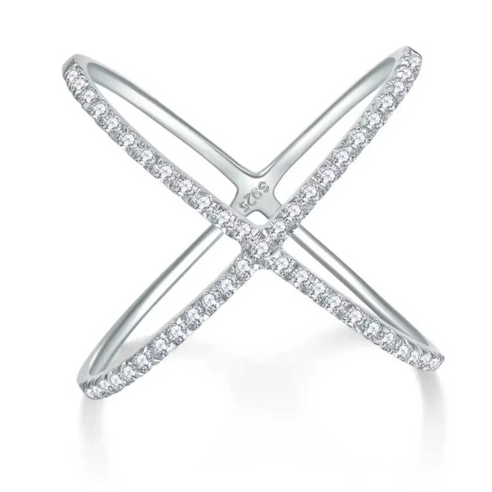 LinkerLove Moissanite X bague VVS1 laboratoire créé diamant Halo bague S925 en argent Sterling crois