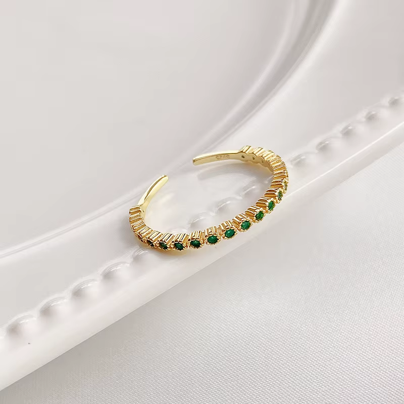 Bague en argent Sterling 925 et Zircon vert pour femme, breloque de personnalité, Style Simple, cade