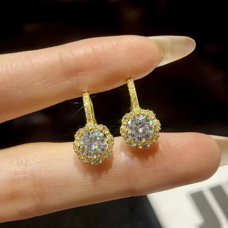 GRA 1CT réel Moissanite diamant boucles d'oreilles de fiançailles pour les femmes cadeau 925 en arge