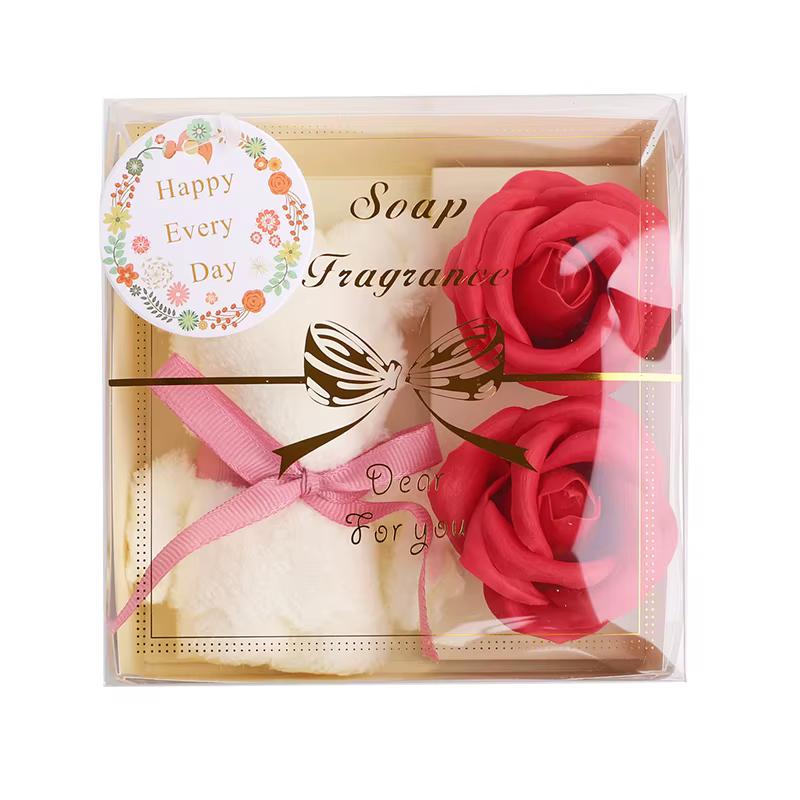1 ensemble de serviettes ours savon fleur boîte-cadeau, saint valentin, mariage, fête des mères cade
