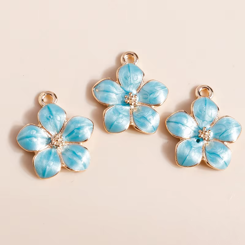 10 pendentifs breloques en émail colorés et mignons en forme de fleur pour la fabrication de bijoux,