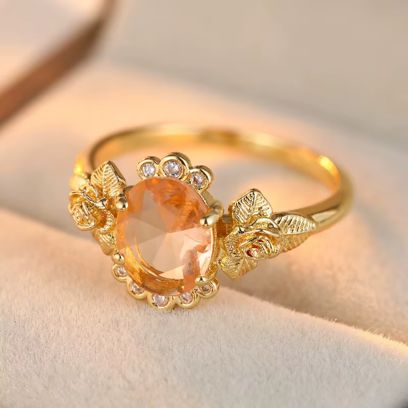 Bague Rose Esthétique Romantique en Zirconia Synthétique Fait Main pour Femme – Bijou Élégant et Dél
