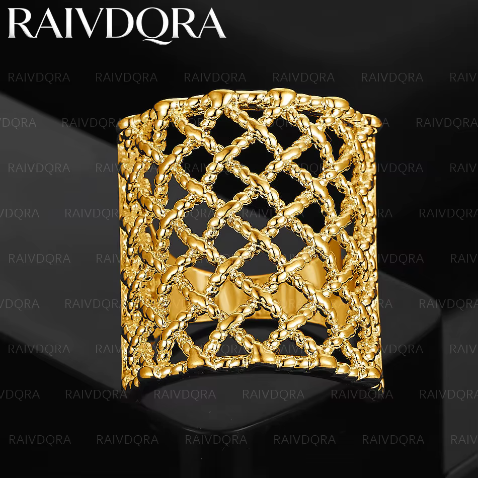 Bague en maille tissée plaquée or 18 carats pour femmes et hommes, bijoux à la mode, charme, cadeaux