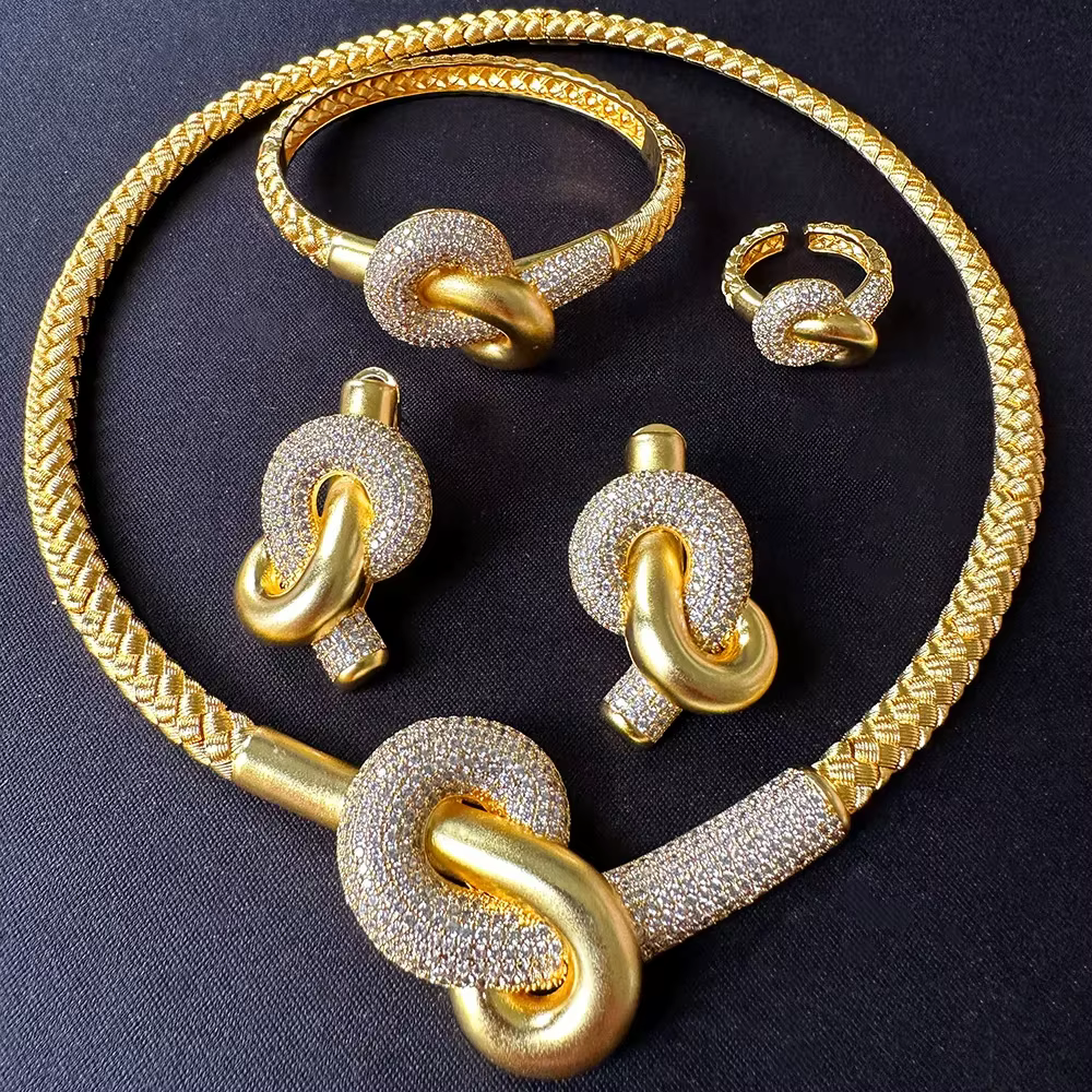 GODKI Super luxe Multi couches 4 pièces Dubai ensembles de bijoux pour les femmes de mariage Zircon