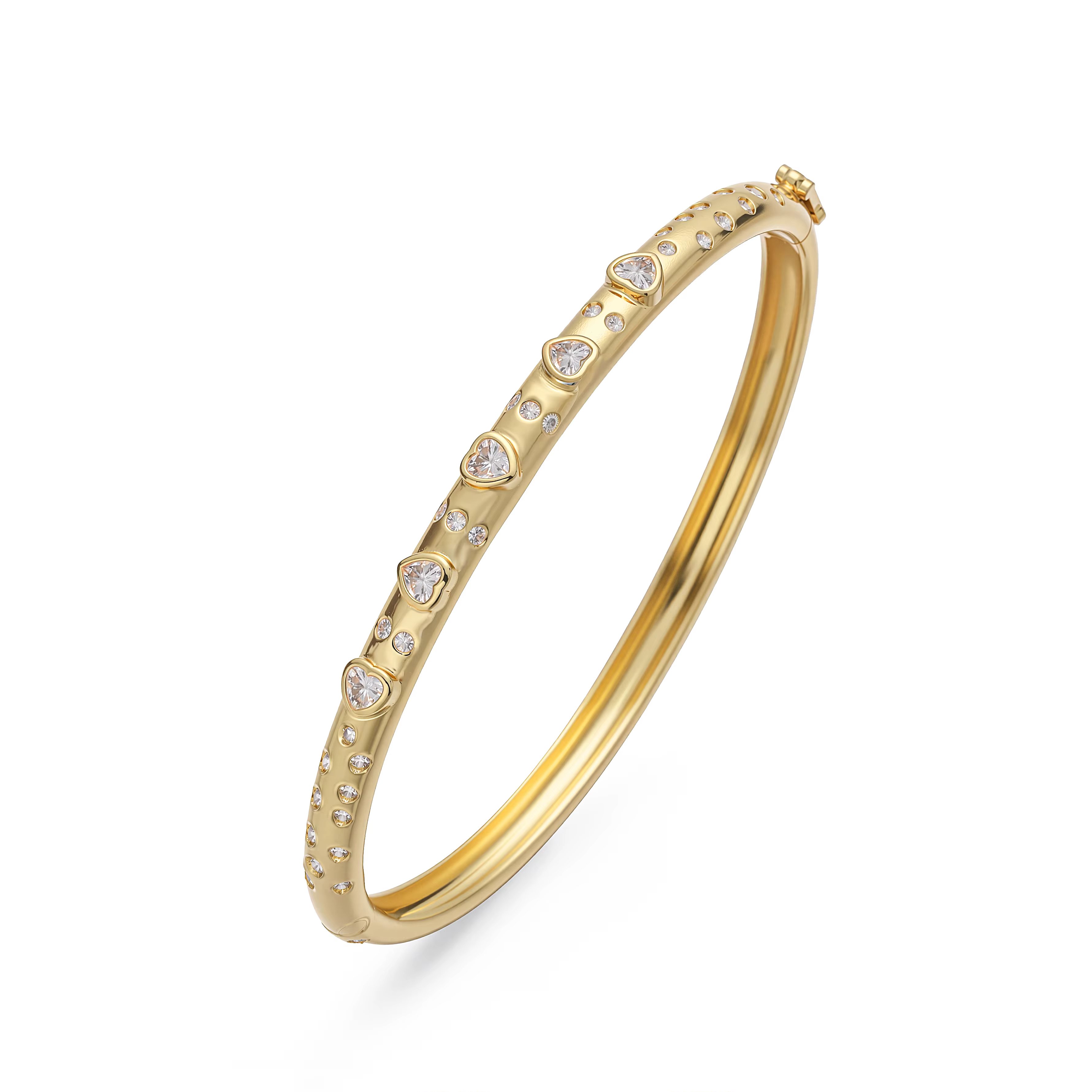 Bracelet en laiton plaqué or 18 carats pour femme, incrusté de zircone cubique étincelante, motif ét