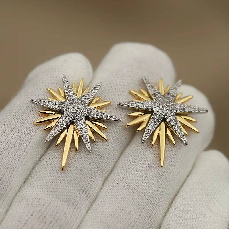 Boucles d'oreilles étoile en zircone pour femmes, nouveau Design de vue, marque de mode, fleur en cr