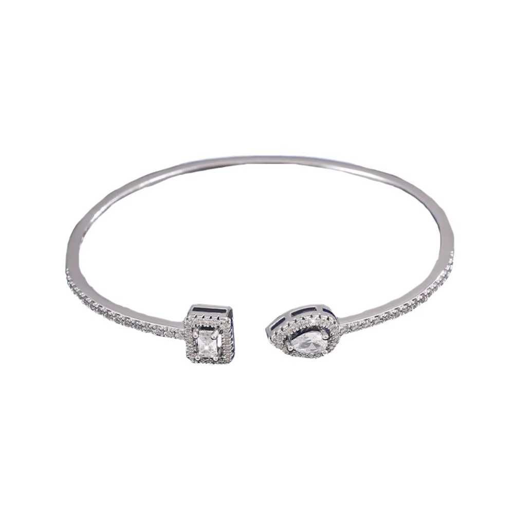 Bracelet manchette en zircon cubique, étanche, ornements de luxe, géométrique, fait main, ajustable,