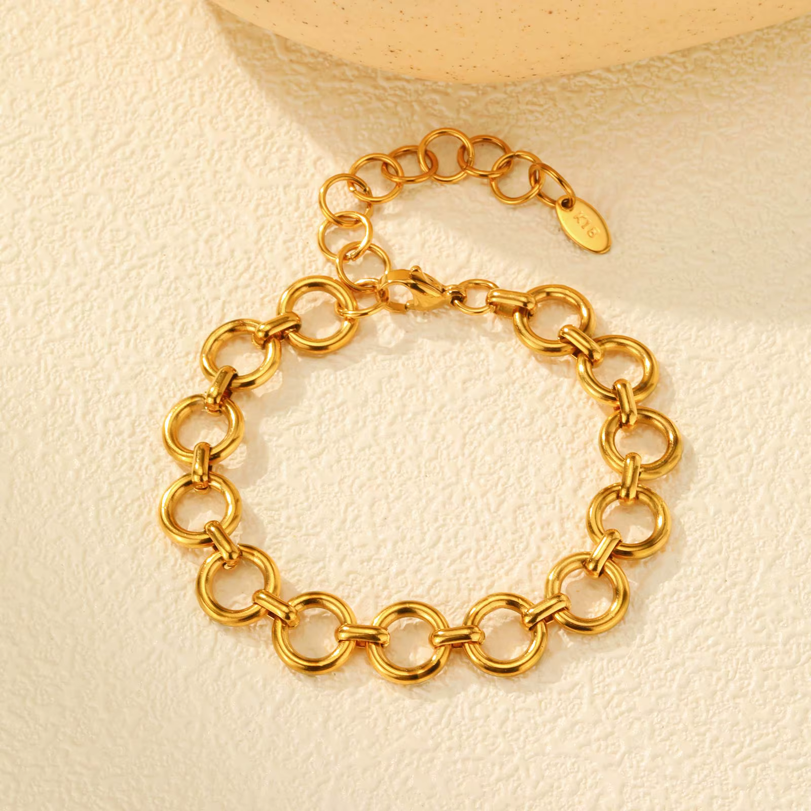 Bracelet connecté à bague Chic pour femmes, Bracelets à chaîne en acier inoxydable plaqué or, cadeau