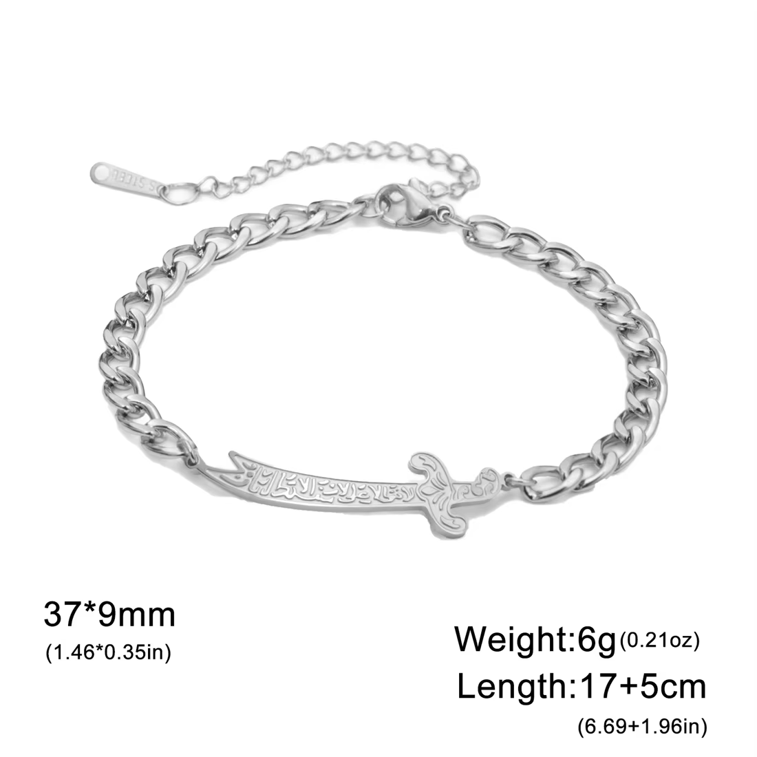 Bracelet Épée Zulfiqar Imam Ali EUEAVAN en Acier Inoxydable, Calligraphie Arabe Islamique, Bracelets