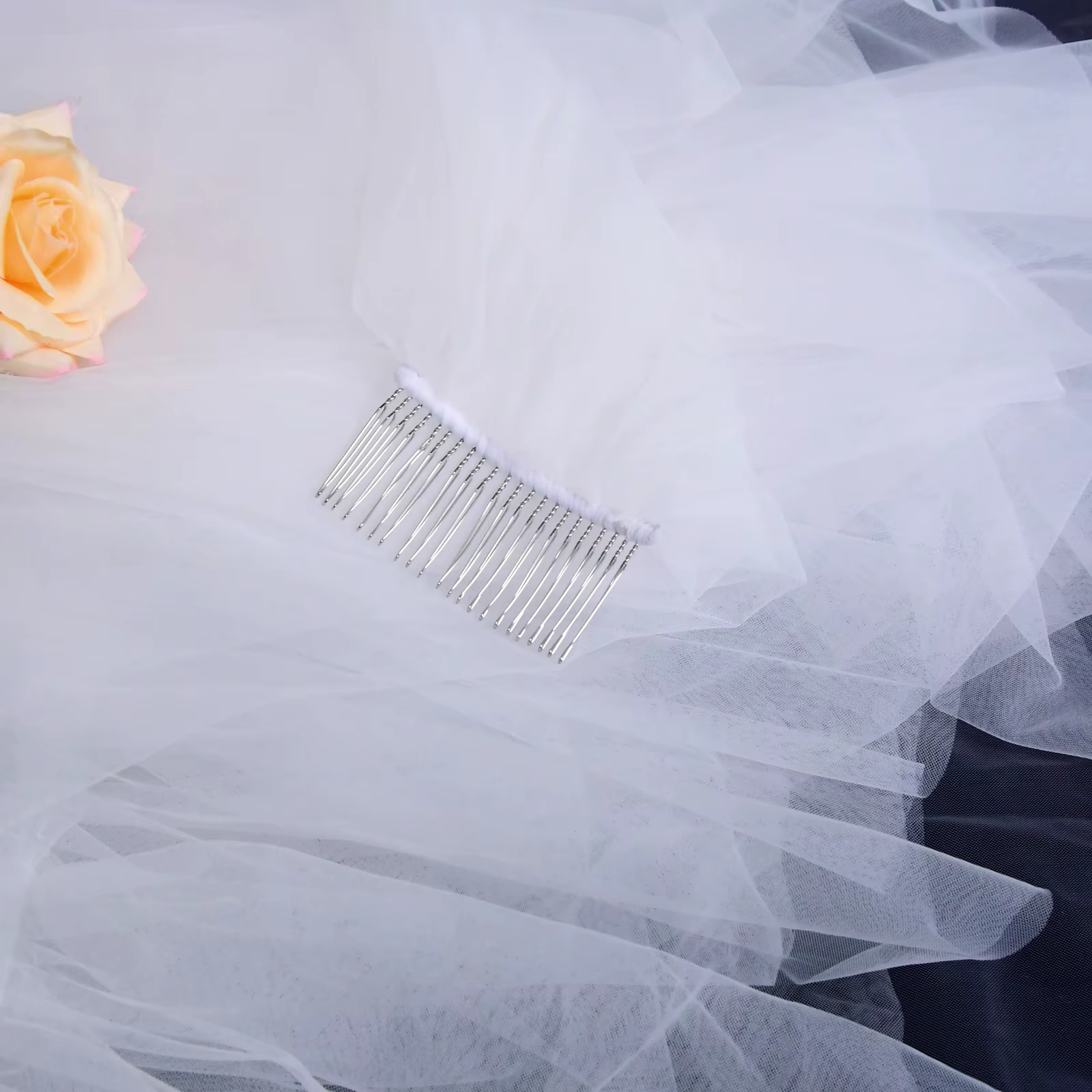 Voile de mariage court 2 couches voiles de mariée couverture visage fard à joues longueur du coude v