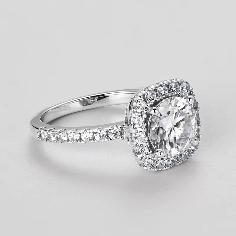 RAPRGOLD 2CT D couleur Moissanite bague s925 en argent Sterling brillant diamant Halo bagues de fian