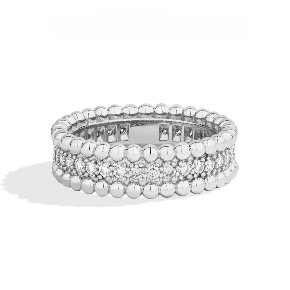 Bague Éternelle de Luxe en Argent 925 Plaqué Moissanite Artificielle pour Femme, Bijou de Mariage, F