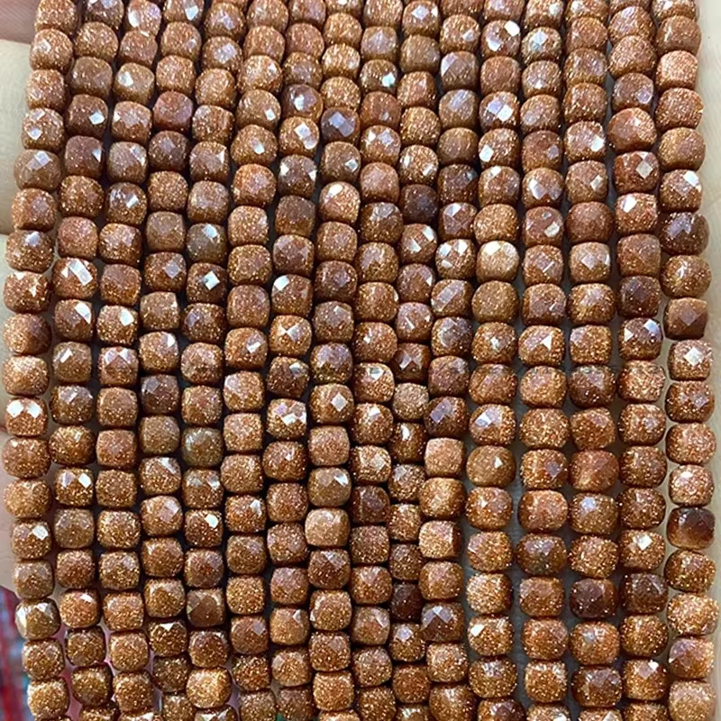 Perles d'Espacement Carrées à Facettes en Pierre Naturelle, Tourmaline Colorée pour Bijoux, Bracelet