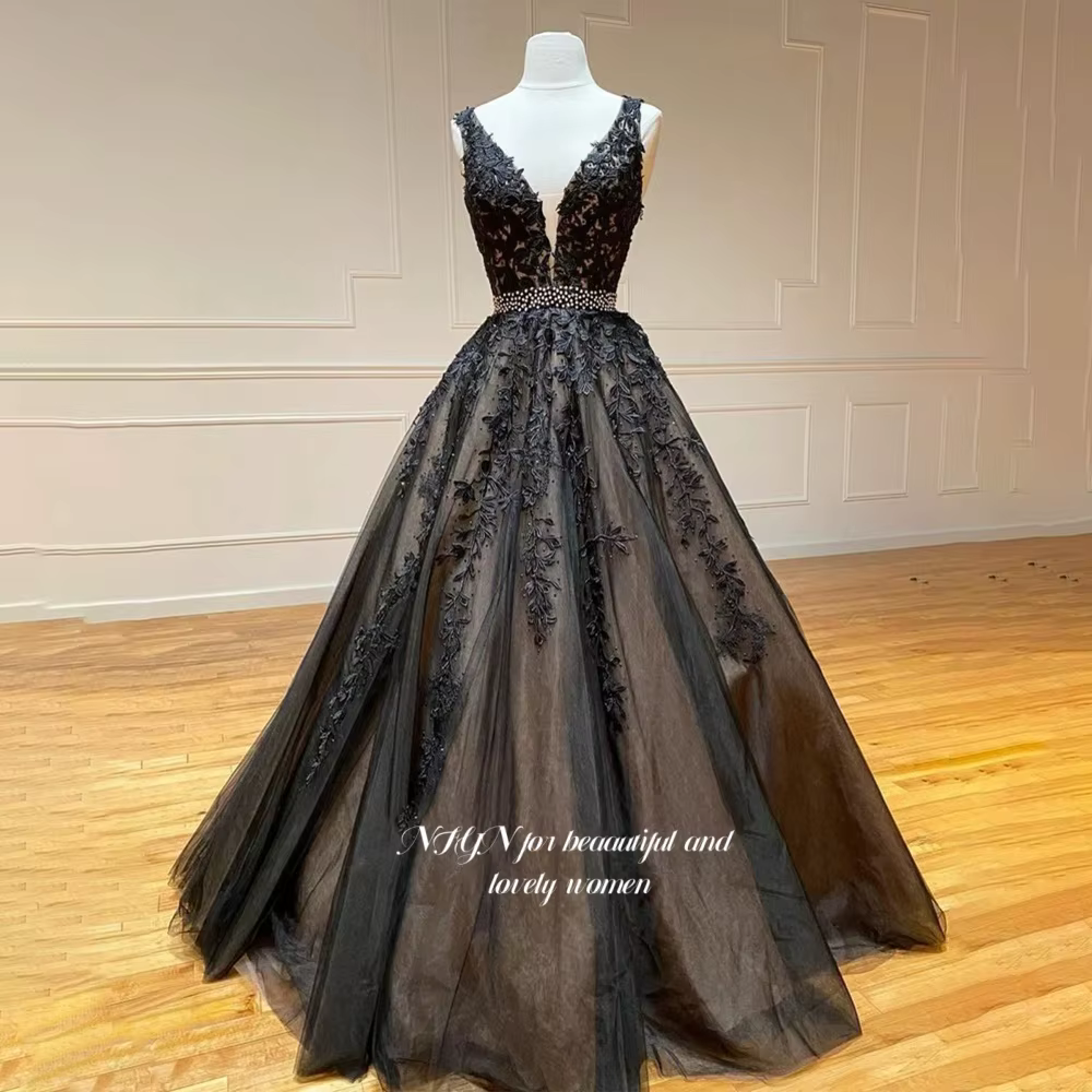 Robe de soirée sexy NFYN à col en V avec appliques en dentelle, robe de bal, robe de princesse pour 