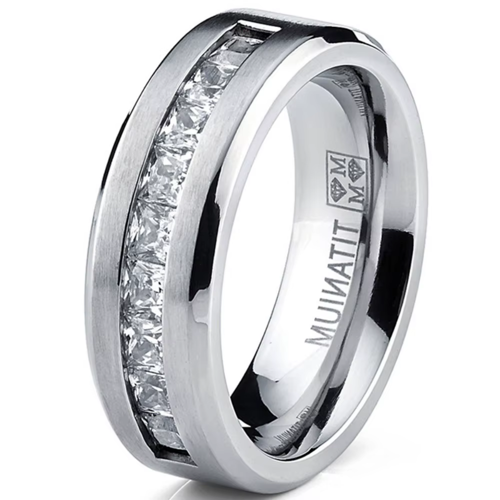 Bagues en acier inoxydable plaqué argent pour hommes, bague cubique carrée, accessoires de bijoux, s