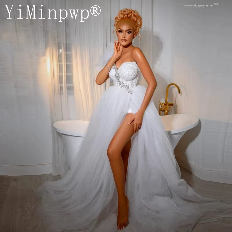 Robe de mariée africaine pour la future mariée, robe de douche nuptiale, robe asymétrique à une épau
