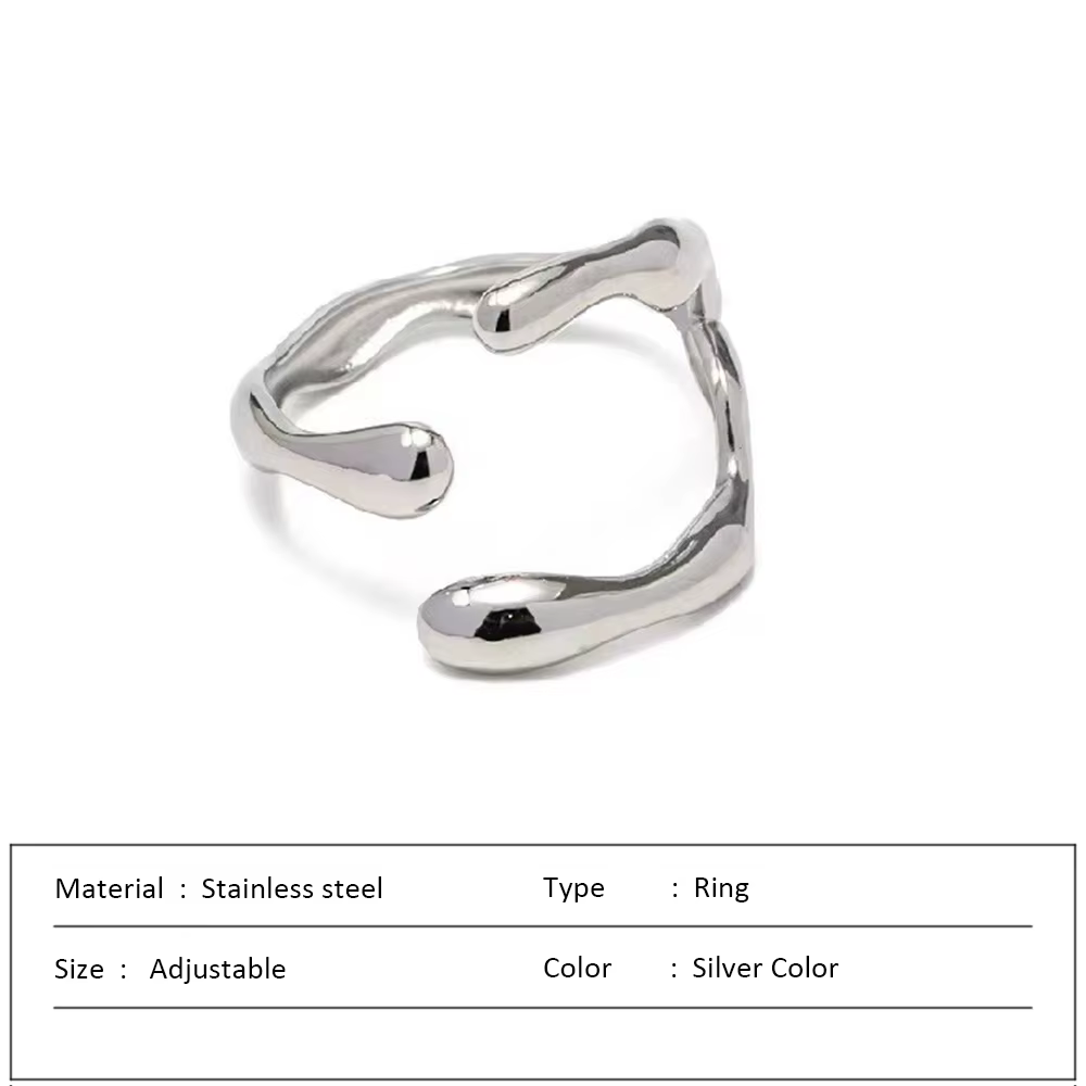 Bague Simple réglable en acier inoxydable pour femmes, bijoux de déclaration pour femmes, bague d'ou