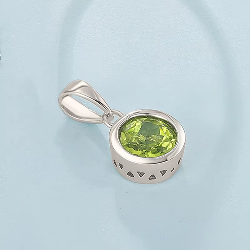 LAYA-Collier pendentif en argent regardé 925 pour femme, péridot naturel, lunette sertie, bijoux fan