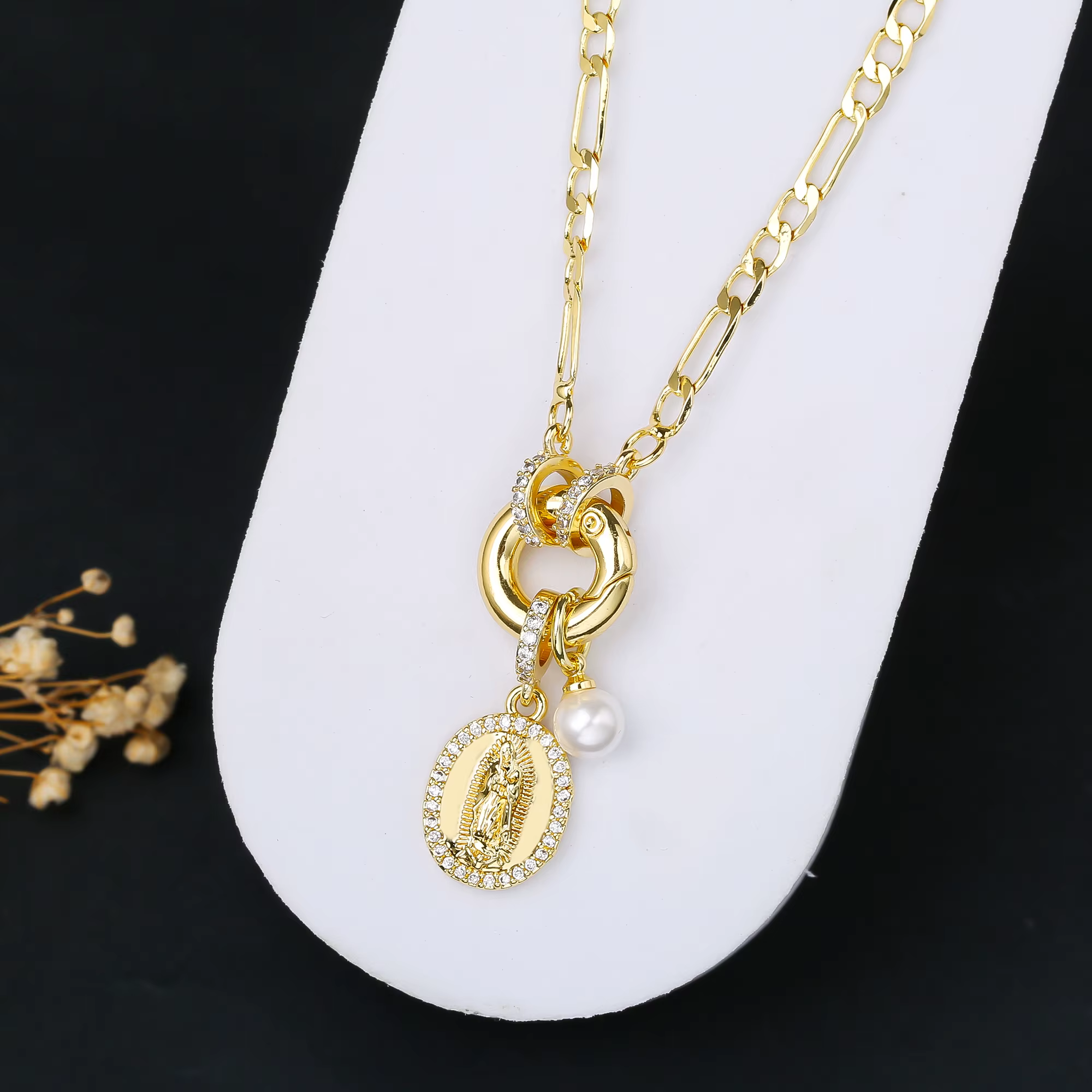 Collier religieux créatif en zircone pour femmes, chaîne ras du cou 3:1, mode décontractée, tendance