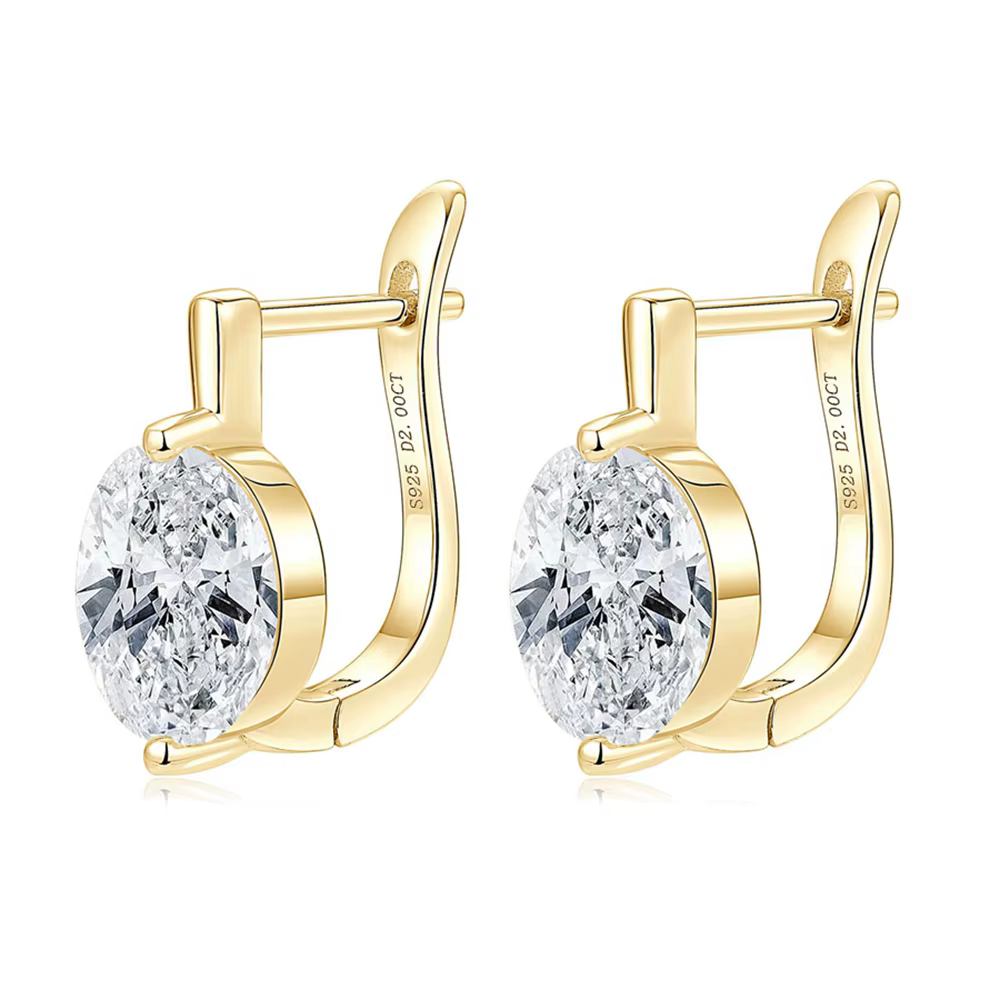 Boucles d'oreilles clous en argent sterling 925 avec diamants en moissanite véritable de 2 carats, t