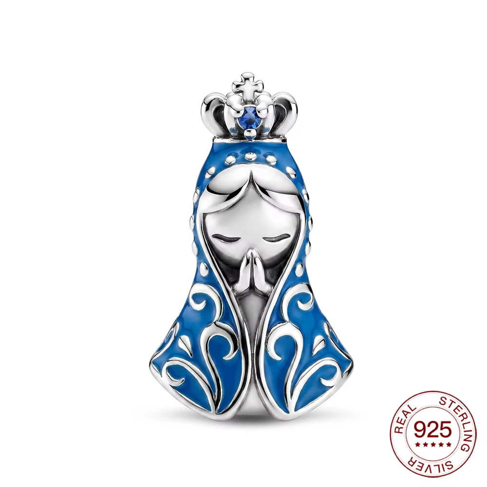 Perles en argent Sterling 925 du Brésil, Aparecida, Vierge Marie, couronne, breloques de prière, fab