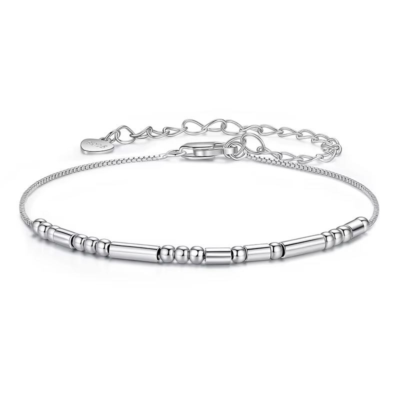 BAMOER – Bracelet en argent Sterling 925, «je t'aime», Code Morse, chaîne de poignet en perles Vinta
