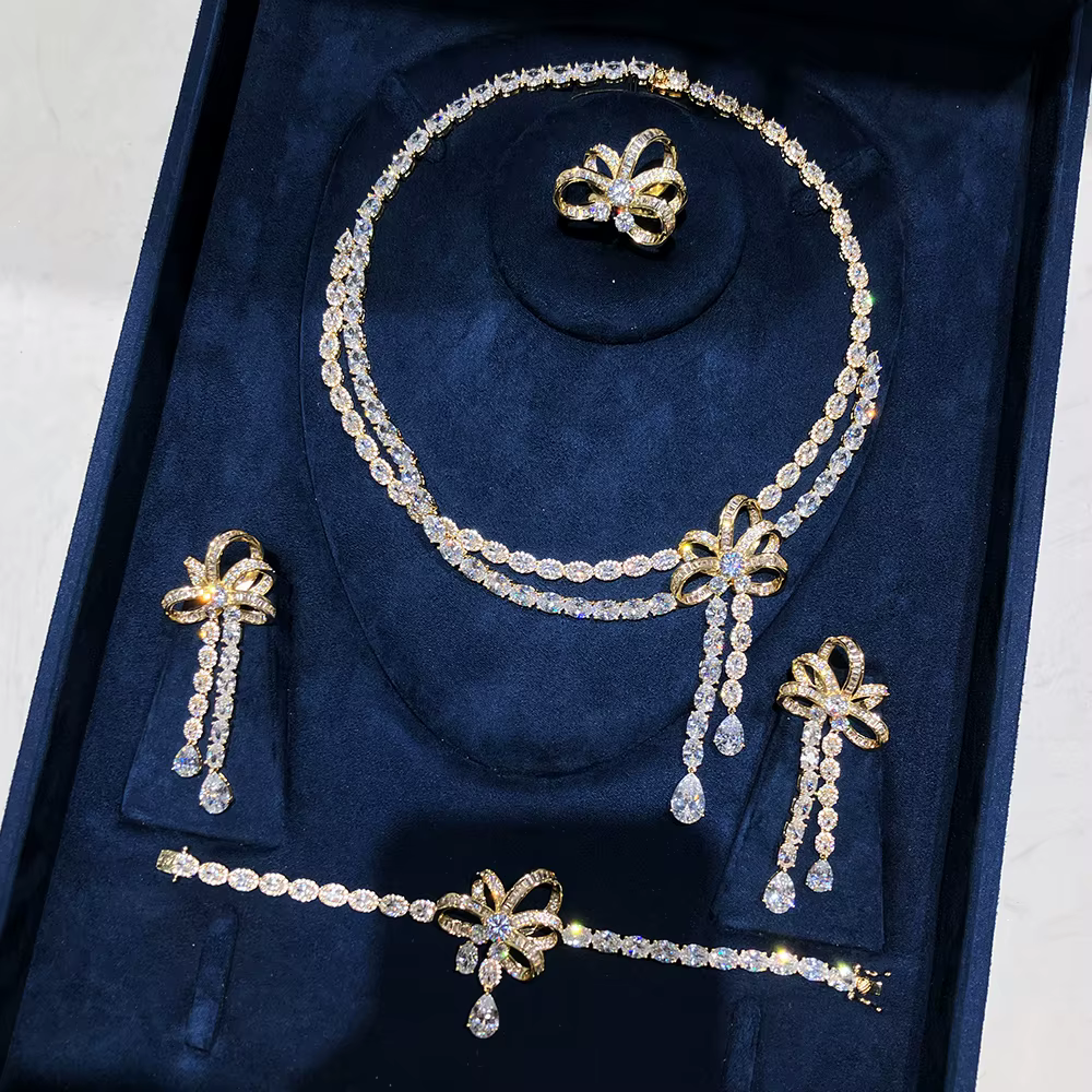 241105 bijoux de mariée de luxe grands ensembles pour femmes ensemble de collier en zircone cubique 