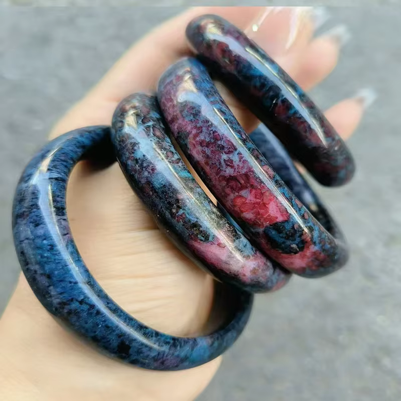 Bracelet en jade fleur de pêche pour femme, bijoux jonc, bleu, vert, rouge, violet, haute qualité