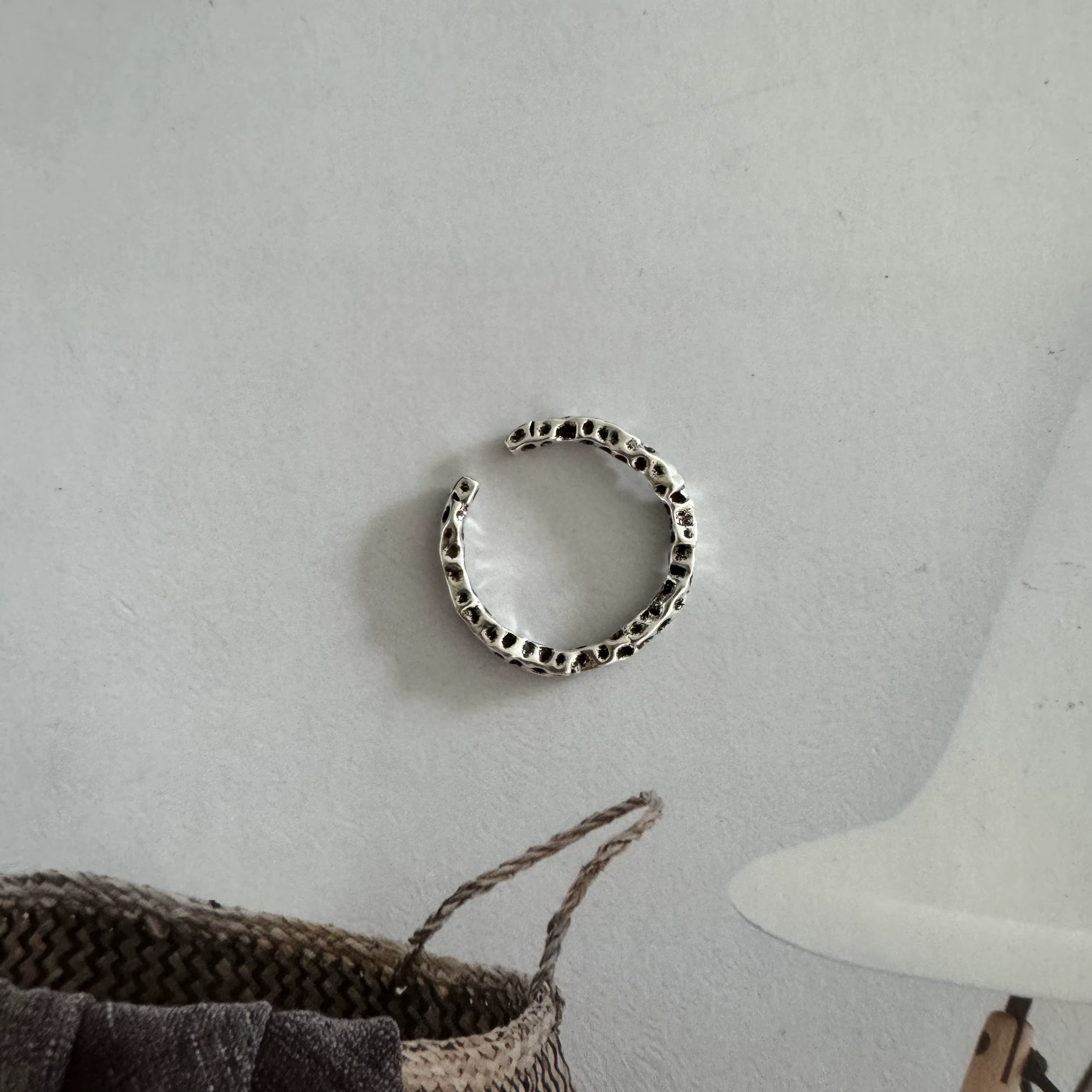 Bague en argent à ouverture en forme de cœur plissé irrégulièrement pour femme, bijoux minimalistes 