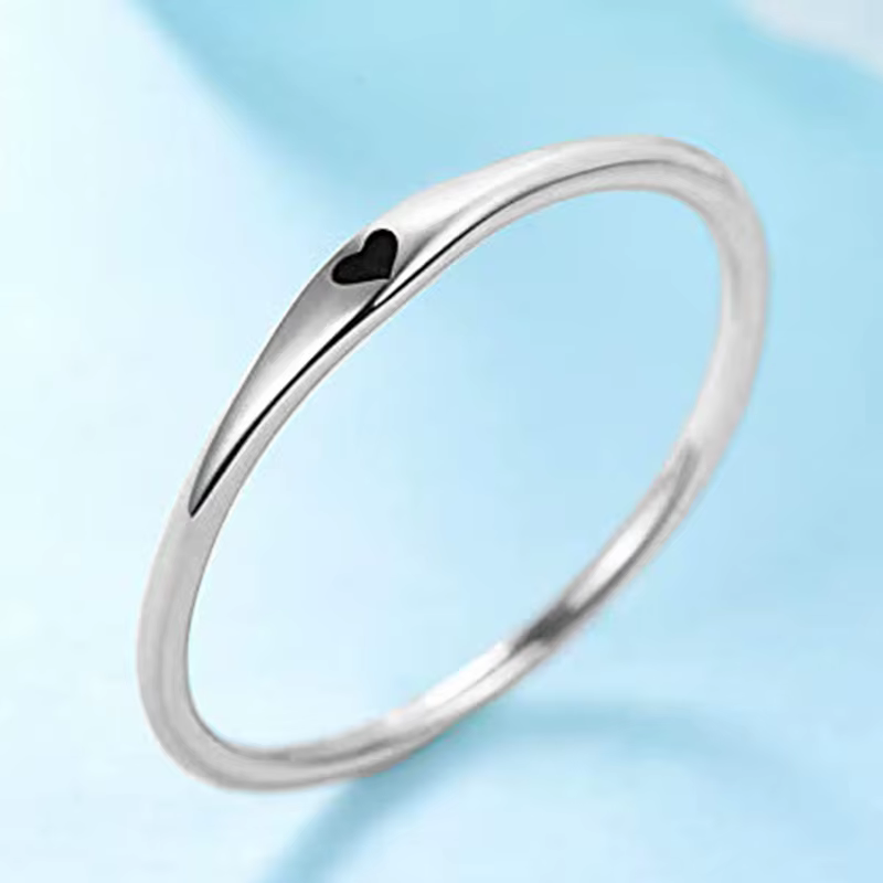 Huitan – bague fantaisie pour femmes, design en émail noir/rouge, à la mode, polyvalente, fine, pour