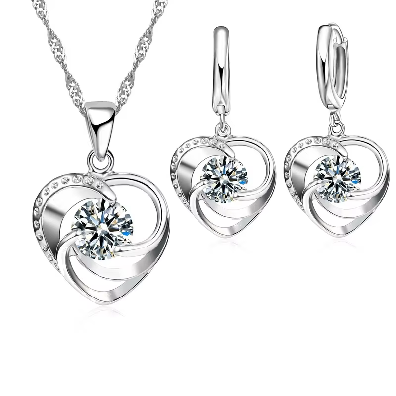Ensemble de boucles d'oreilles et collier estampillés en argent Sterling 925, longue chaîne, Style r