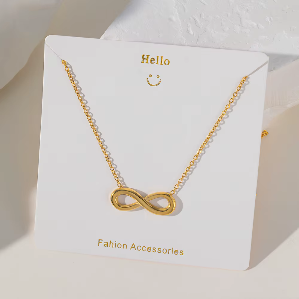 Colliers à breloques avec pendentif Infinity Love pour femmes, couleur or 18 carats, en acier inoxyd