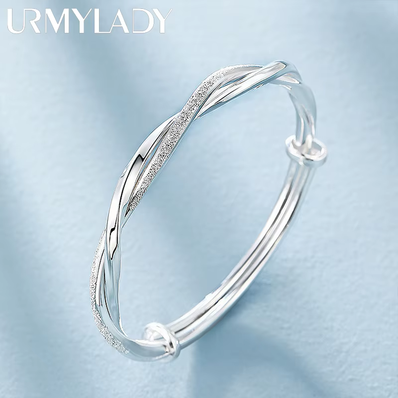 Bracelets en argent sterling 925 pour femmes, joli tissage original, à la mode, pour fête, mariage, 