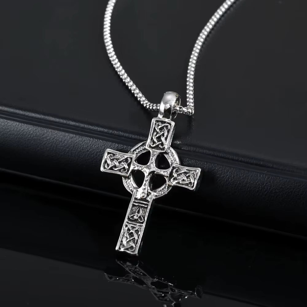 Collier croix celtique nordique pour hommes, pendentif en métal rétro Viking, bijoux punk, cadeau po