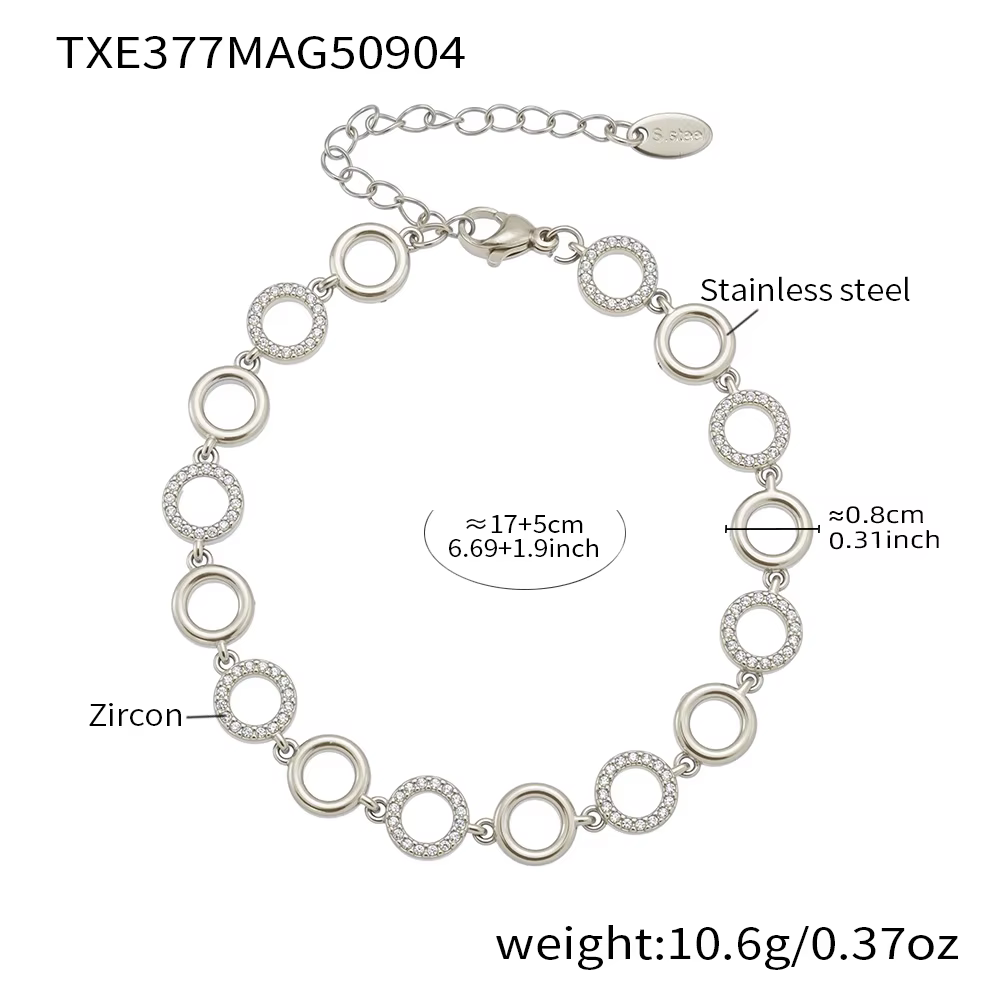 Bracelet de collier de chaîne à maillons circulaires bicolores pour femmes, colliers en acier inoxyd