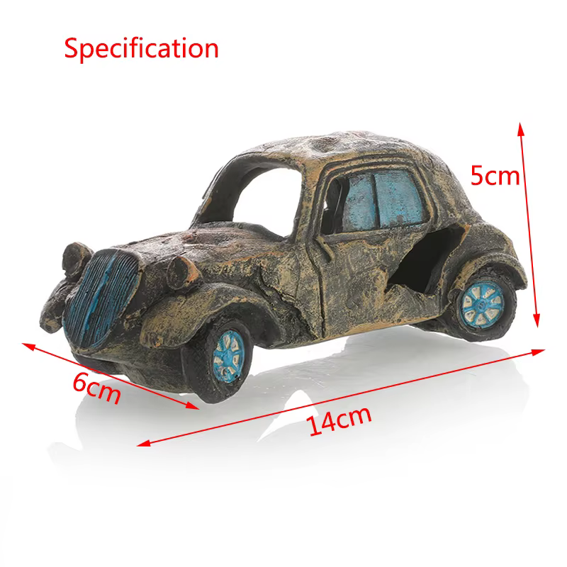 Décoration artificielle d'aquarium, vieille voiture, ornement sous-marin, résine, aménagement paysag