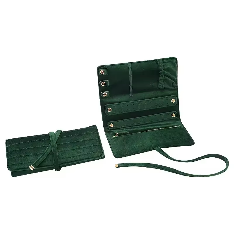Sac de rangement pour bijoux en velours, pochette roulante pour colliers, boucles d'oreilles et bagu