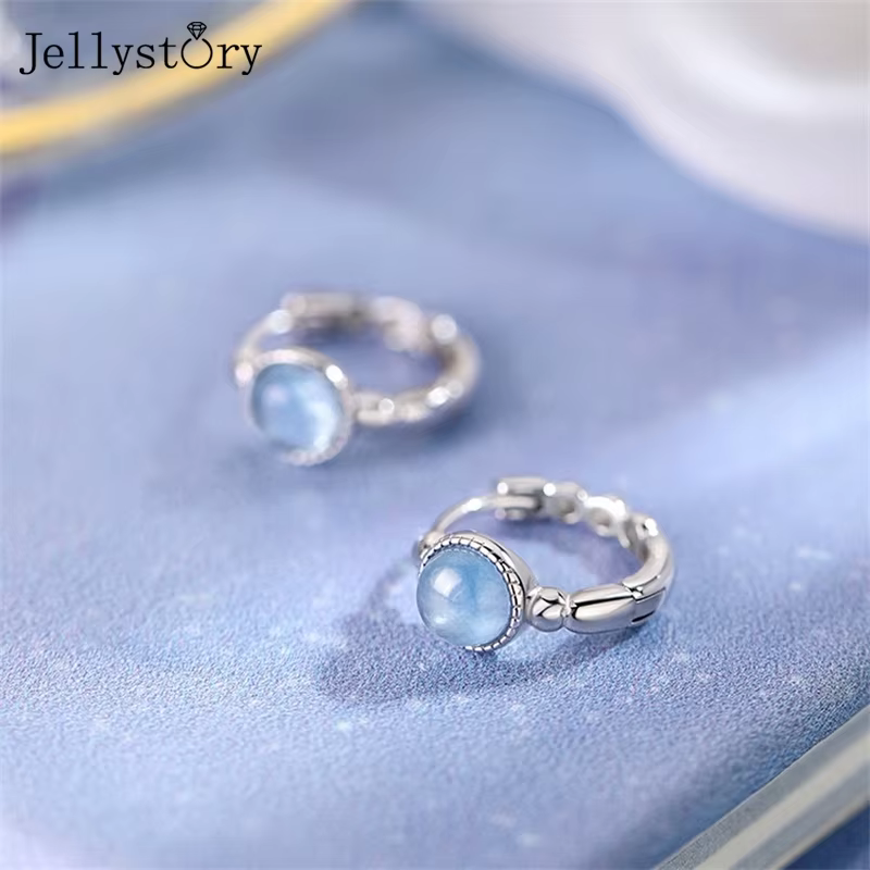 Boucles d'oreilles JellyStory Aquamarine, cadeau élégant et chic pour la Saint-Valentin, clips d'ore