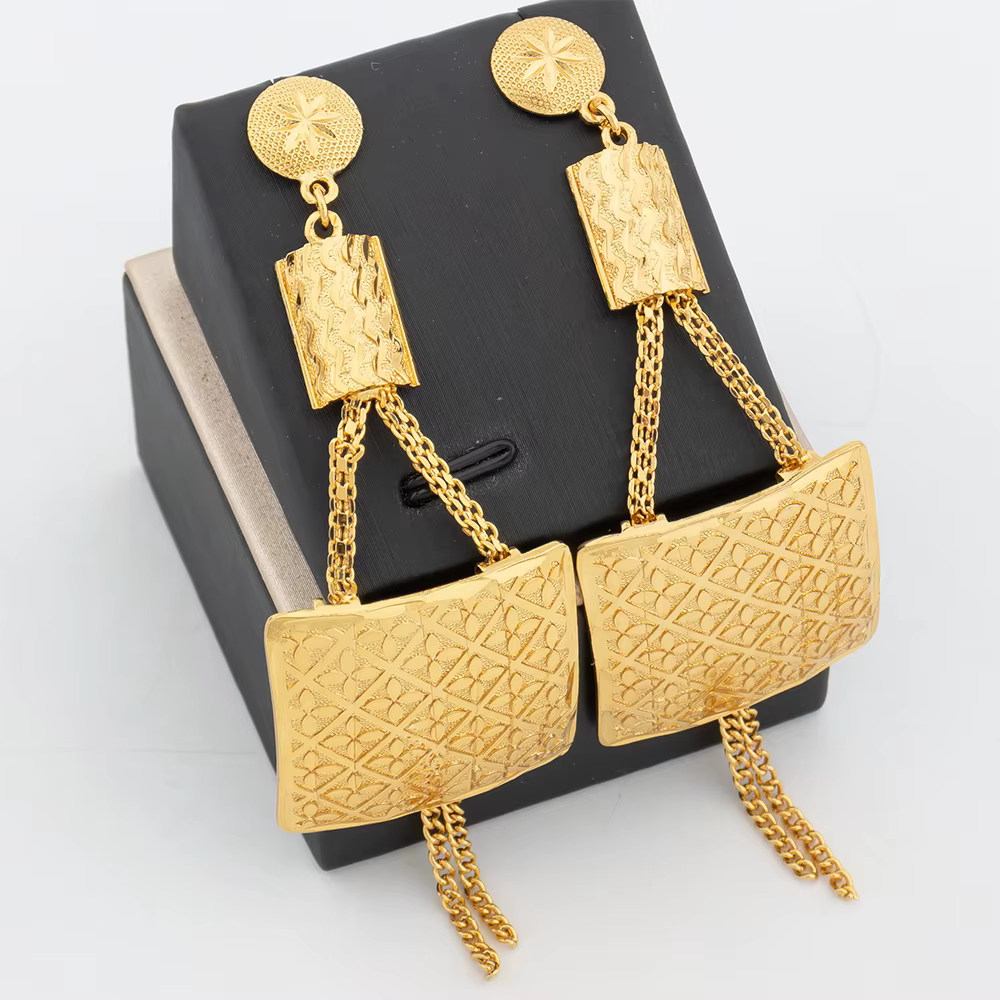 Boucles d'oreilles pendantes en or pour femmes, boucles d'oreilles goutte d'eau vintage, glands géom