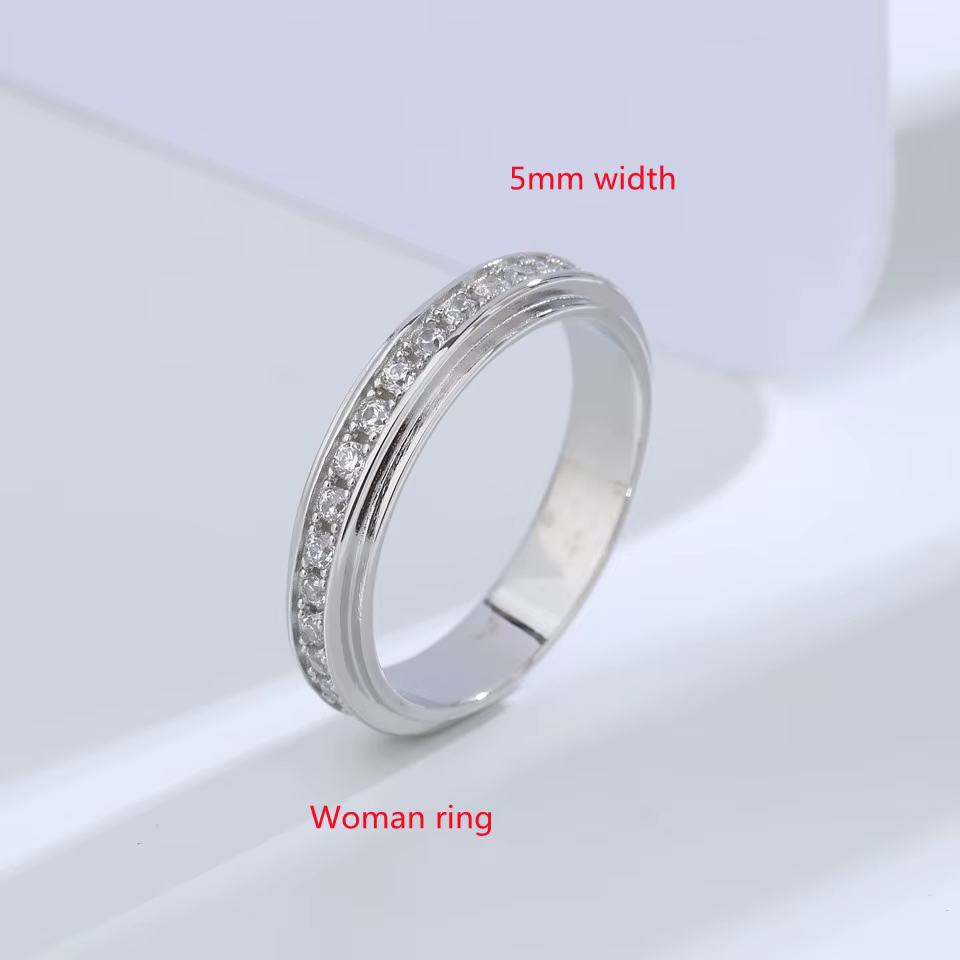 Buyee 925 bague en argent Sterling pour couple bague en Zircon blanc bague pour femmes hommes mode c