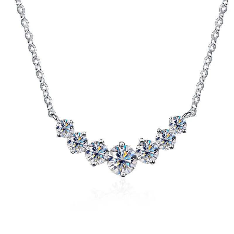 JoyceJelly 5 pierres Moissanite collier pour femmes bijoux de mariage avec certifié GRA 925 argent S
