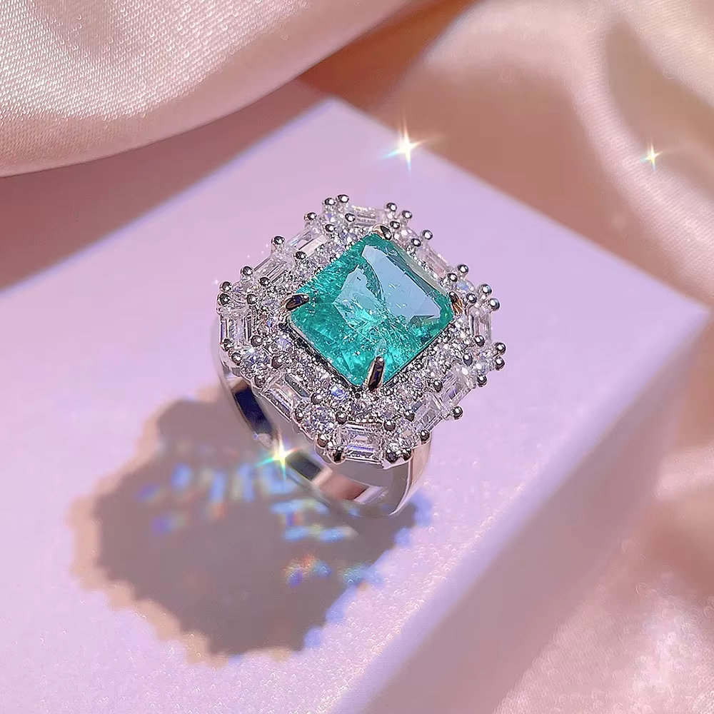 Ensemble de bijoux en argent 925 pour les travailleurs, collier de pierres précieuses carrées géomét