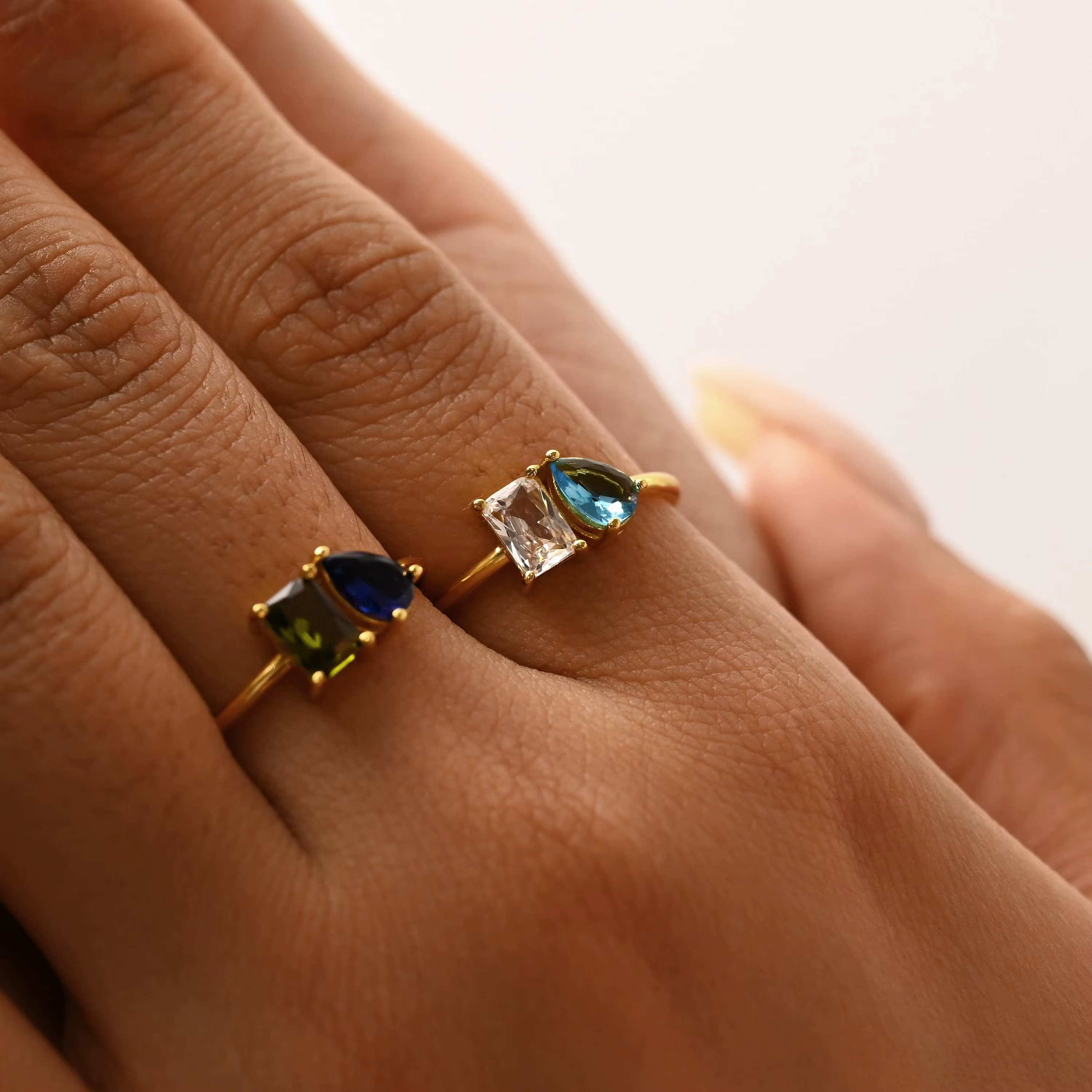 Bague personnalisée Toi et Moi avec deux pierres précieuses, bague à deux pierres, bijoux pour coupl