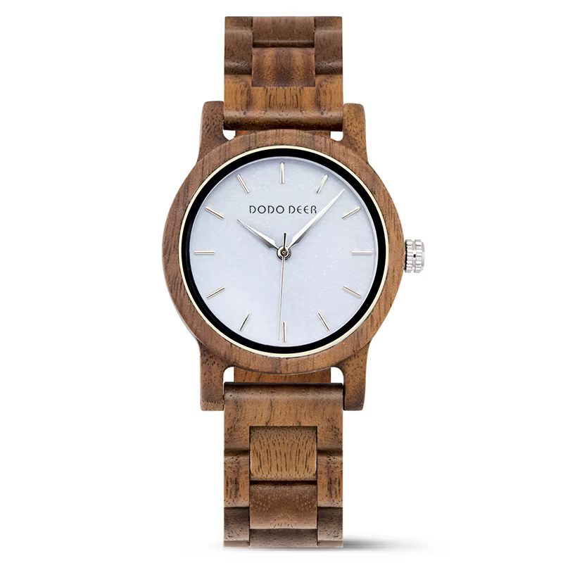 DODO DEER-Montre-bracelet en bois véritable pour femme, montres-bracelets avec chiffres romains pour