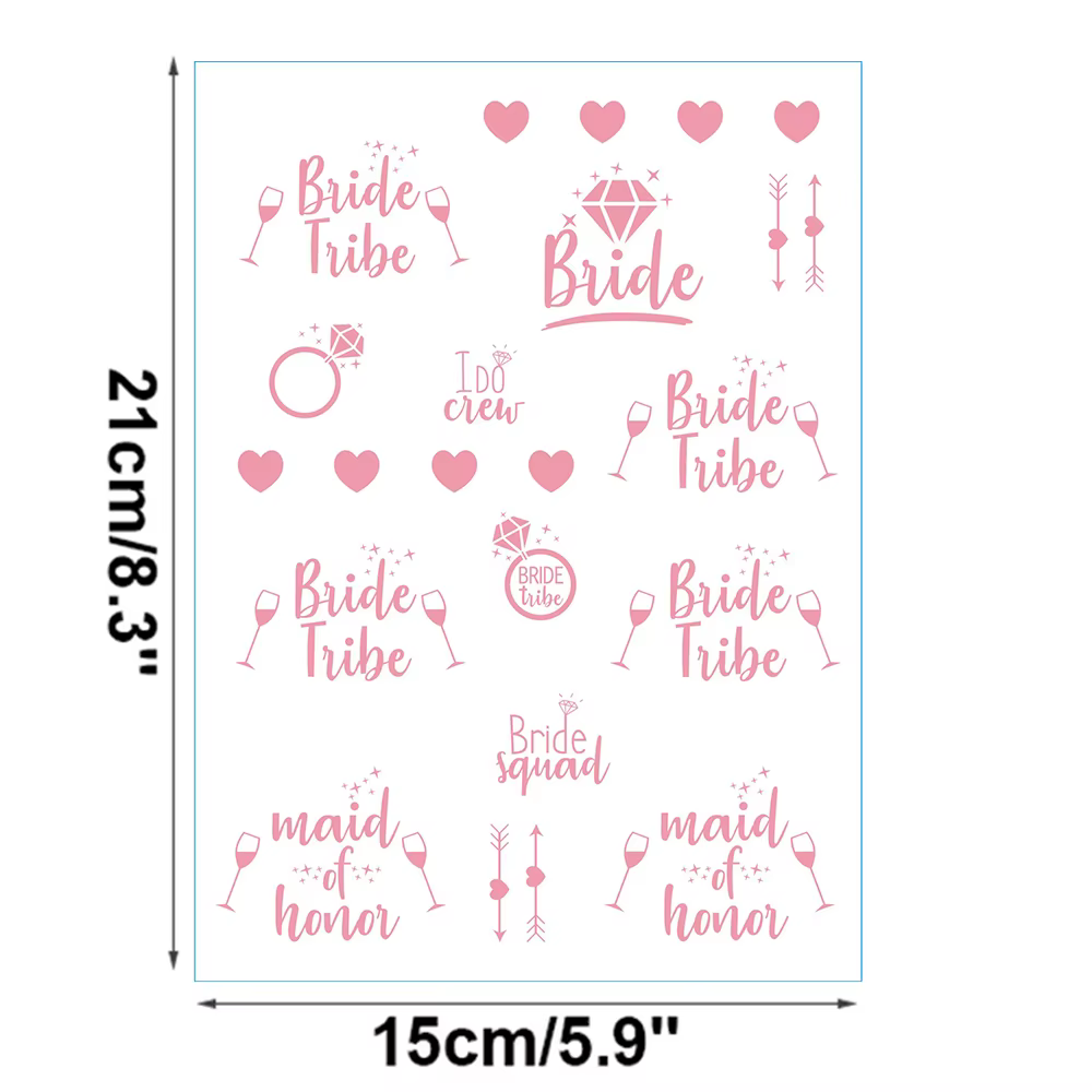 Tatouages temporaires pour enterrement de vie de jeune fille, autocollant en or Rose pour future mar