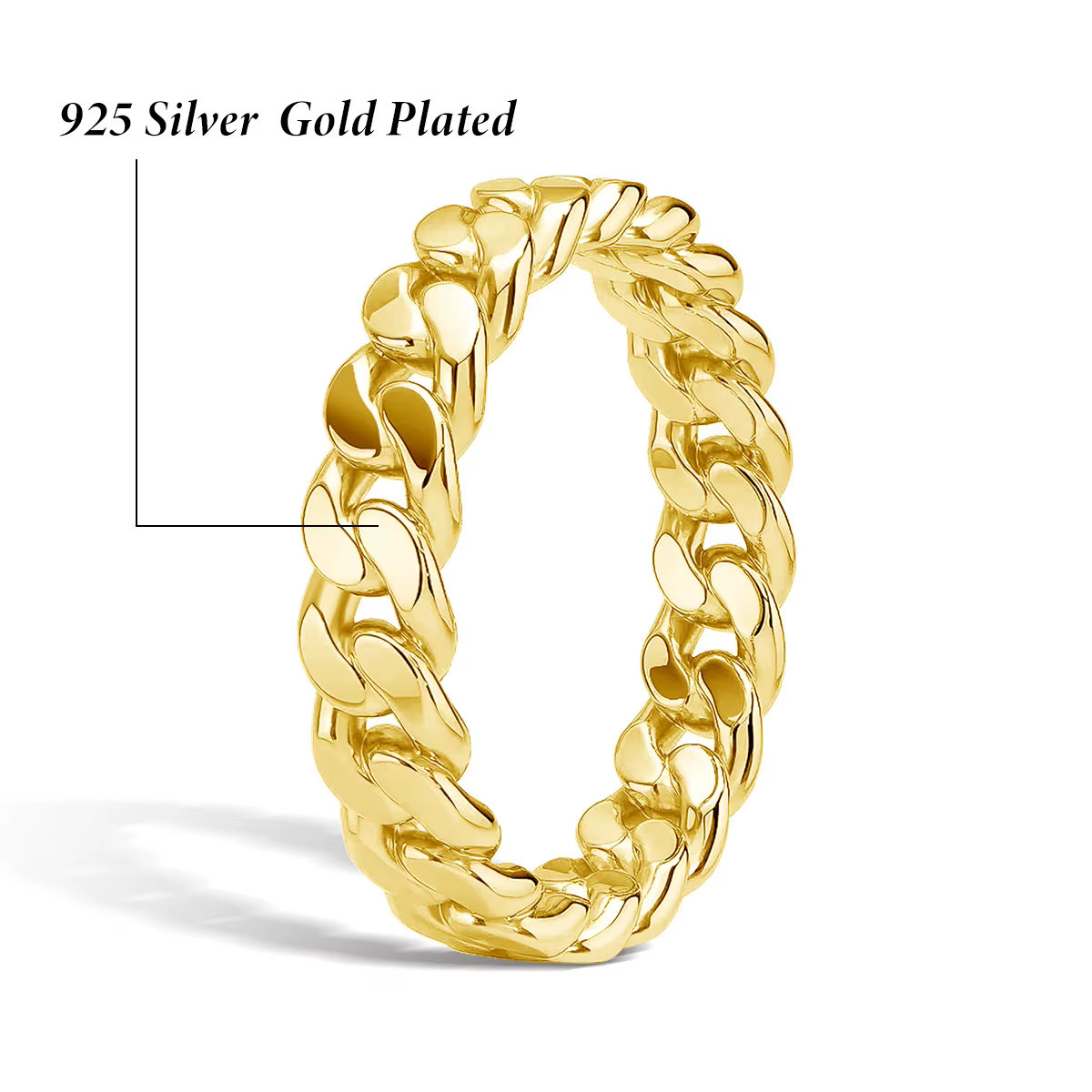 Bague à chaîne épaisse remplie d'or 14K, anneau de déclaration à maillons tissés rétro pour femmes e