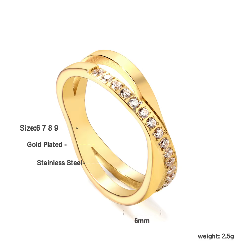 LUXUSTEEL-Bague simple en or pour femme, acier inoxydable, ne se décolore pas, convient aux banquets
